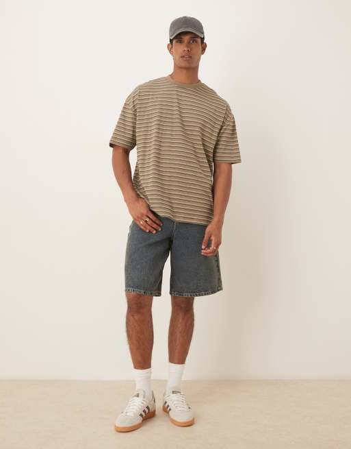 ASOS DESIGN - Oversized T-shirt med kakigrønne striber, 2 af 5