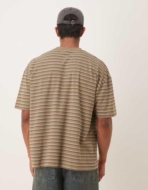 ASOS DESIGN - Oversized T-shirt med kakigrønne striber, 3 af 5