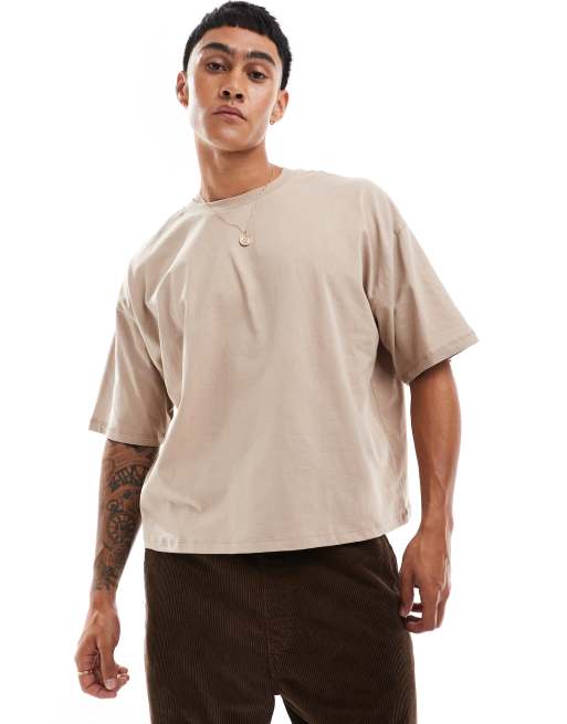 ASOS DESIGN - Oversized T-shirt med kosmisk print på ryggen i neutral farve i firkantet snit