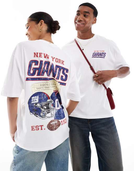 ASOS DESIGN - Oversized T-shirt med licenseret NFL New York Giants-print i hvid