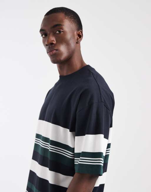 ASOS DESIGN - Oversized T-shirt med marineblå striber, 3 af 5