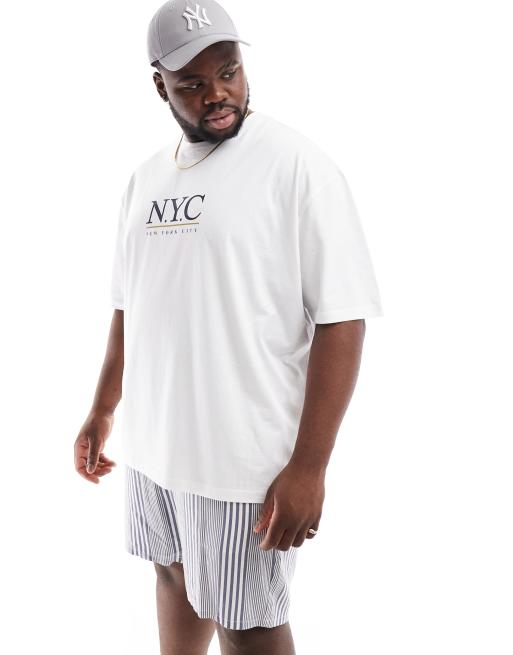 ASOS DESIGN - Oversized T-shirt med 'NYC'-print på brystet i hvid, 2 af 4