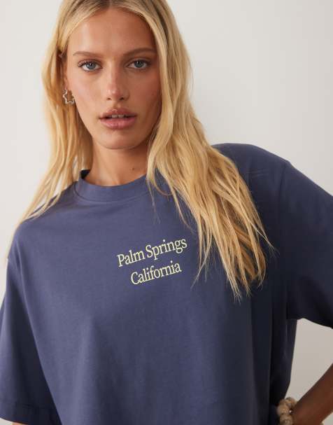 ASOS DESIGN oversized T-shirt med Palm Springs-grafik i blå - view 1