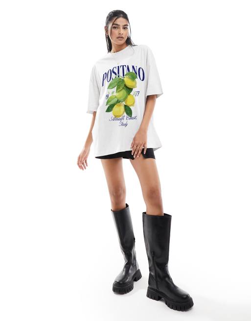 ASOS DESIGN - Oversized T-shirt med 'Positano Italy'- og citrongrafik i ismeleret, 3 af 3