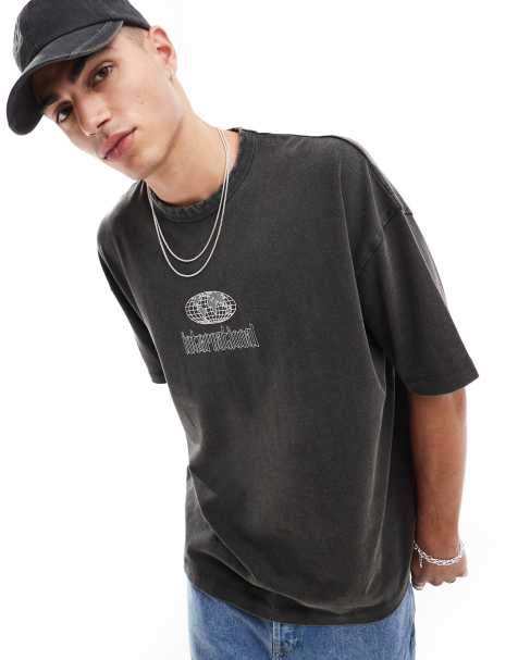 ASOS DESIGN - Oversized t-shirt med print i sort - view 1