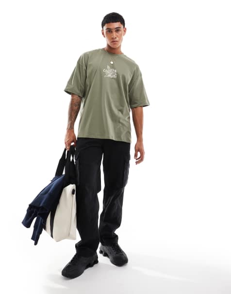 ASOS DESIGN - Oversized T-shirt med print på brystet i grøn - view 1