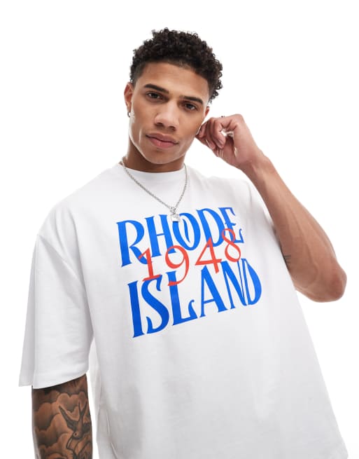 ASOS DESIGN - Oversized T-shirt med print på brystet i hvid i firkantet pasform