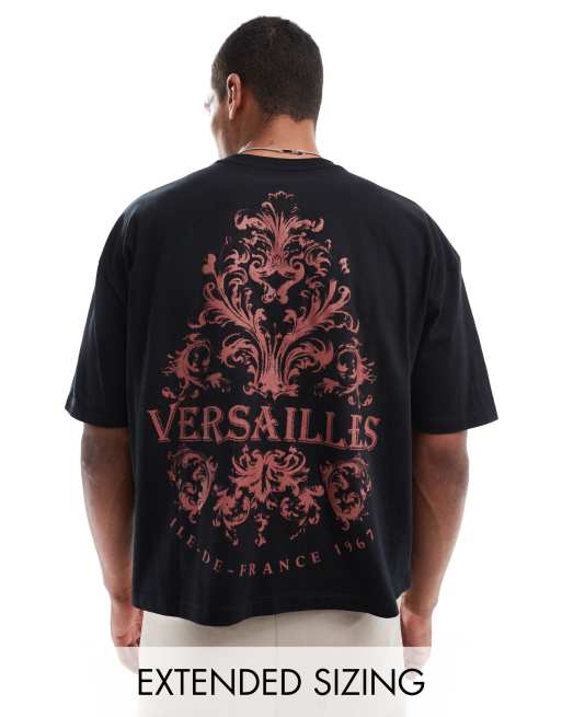 ASOS DESIGN - Oversized T-shirt med print på ryggen i sort i firkantet pasform