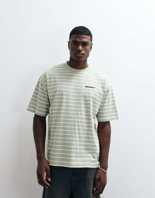 ASOS DESIGN oversized t-shirt med puffgrafik och text bak i grön rand, 5 av 5