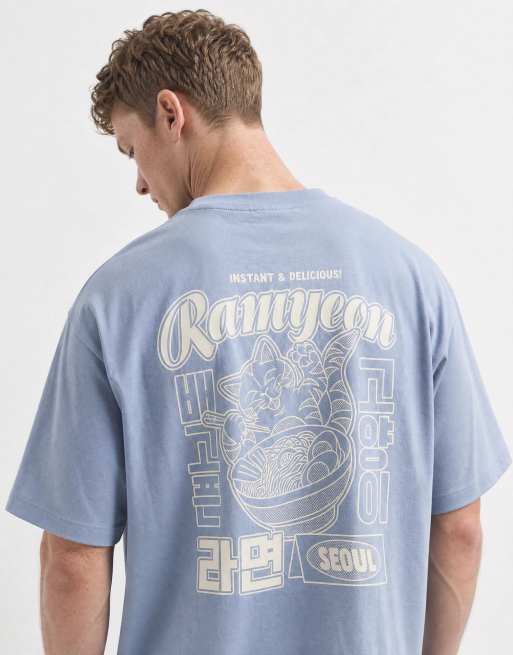 ASOS DESIGN oversized T-shirt med ramen-print i blå, 7 af 7