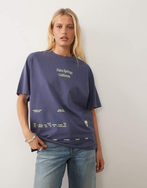 ASOS DESIGN oversized T-shirt med Rio or nowhere-grafik i blå, 2 af 4