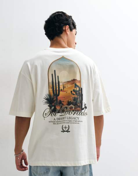 ASOS DESIGN oversized T-shirt med ørkenmotiv i beige - view 1