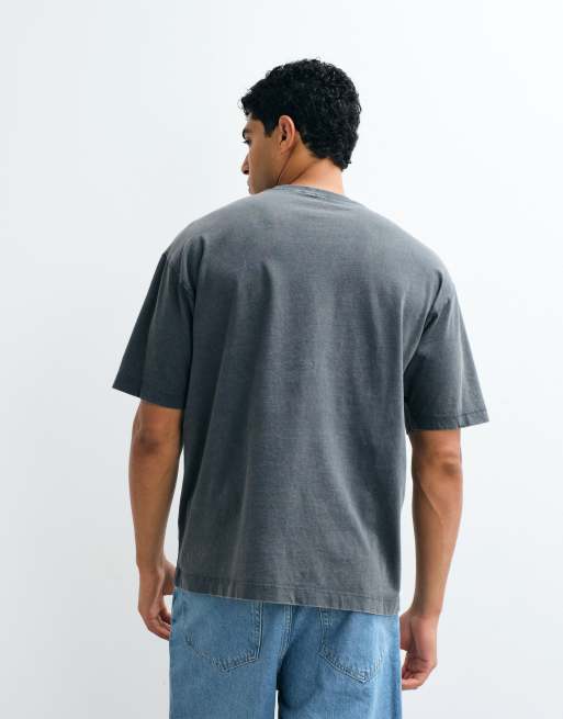 ASOS DESIGN oversized t-shirt med Ronaldinho-tryck i tvättad svart, 3 av 5