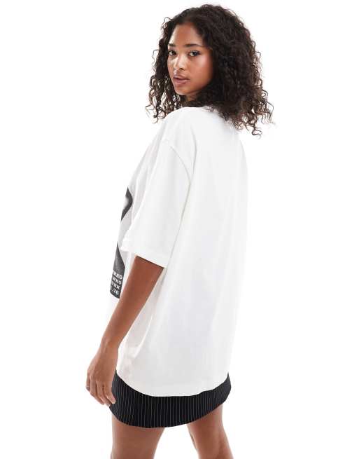 ASOS DESIGN - Oversized T-shirt med sort/hvidt rock-fotoprint i hvid, 2 af 4