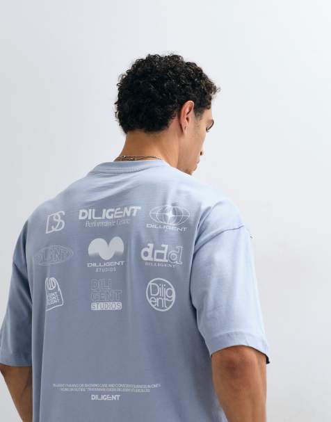 ASOS DESIGN oversized T-shirt med street-grafik i blå - view 1
