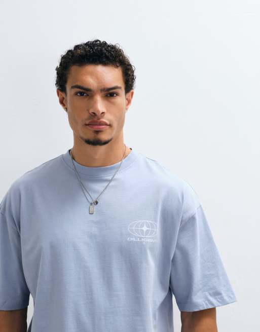 ASOS DESIGN oversized T-shirt med street-grafik i blå, 4 af 5