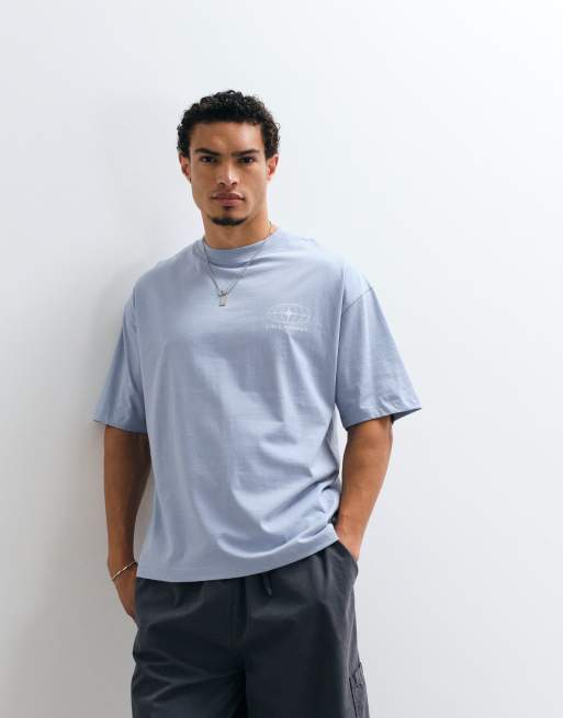 ASOS DESIGN oversized T-shirt med street-grafik i blå, 5 af 5