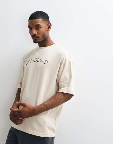 ASOS DESIGN oversized t-shirt med studio-tryck i grått - view 1