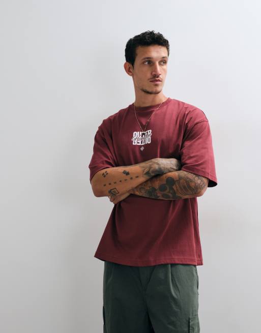 ASOS DESIGN oversized T-shirt med tekstbroderi i rød, 2 af 5