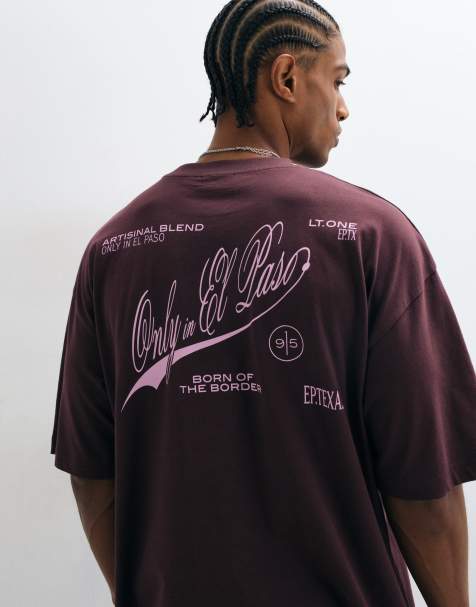 ASOS DESIGN oversized t-shirt med textgrafik i skrivstil i brunt - view 1