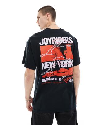 ASOS DESIGN - Oversized t-shirt med væddeløbsprint på ryggen i sort