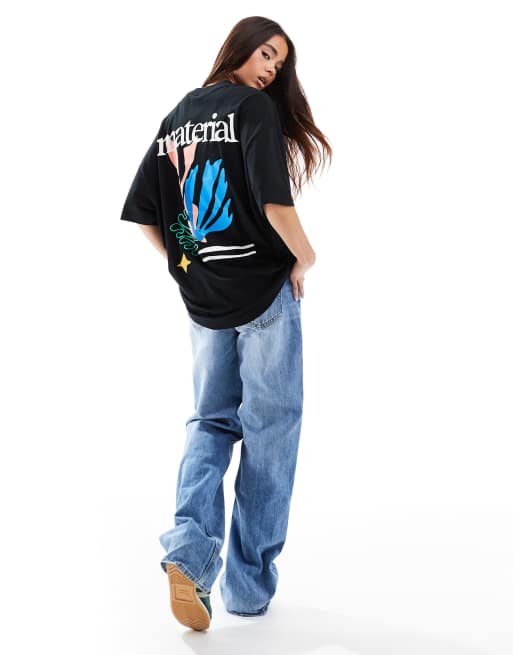 ASOS DESIGN - Oversized T-shirt met abstracte print in zwart