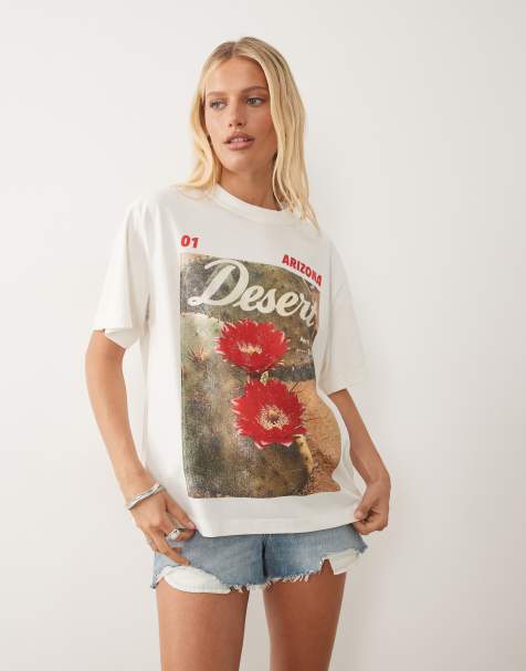 ASOS DESIGN oversized T-shirt met Arizona-woestijngrafiek in crème - view 1
