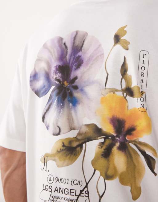 ASOS DESIGN - Oversized T-shirt met bloemenprint in wit, 5 van 5