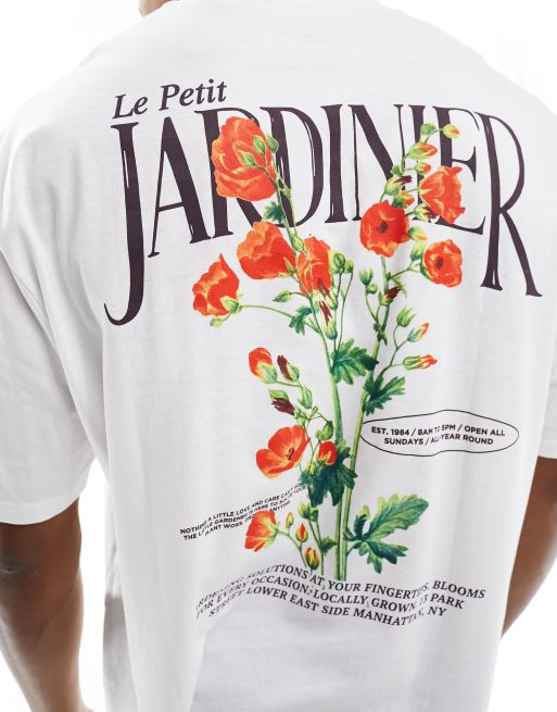 ASOS DESIGN Oversized T-shirt met bloemenprint op de rug in wit
