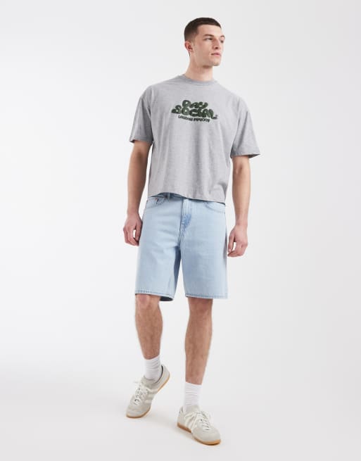 ASOS DESIGN - Oversized T-shirt met bolle grafische tekstprint in gemêleerd grijs, 2 van 5