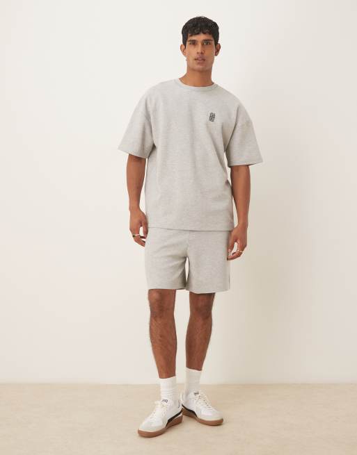 ASOS DESIGN - Oversized T-shirt met borduursel van zware stof in gemêleerd grijs, 2 van 5