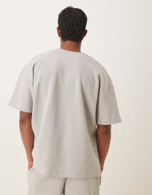 ASOS DESIGN - Oversized T-shirt met borduursel van zware stof in gemêleerd grijs, 3 van 5
