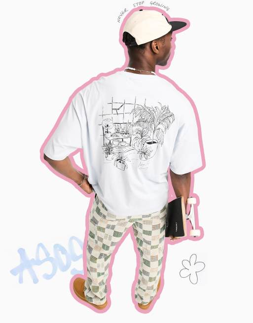 ASOS DESIGN - Oversized T-shirt met broeikasprint in wit