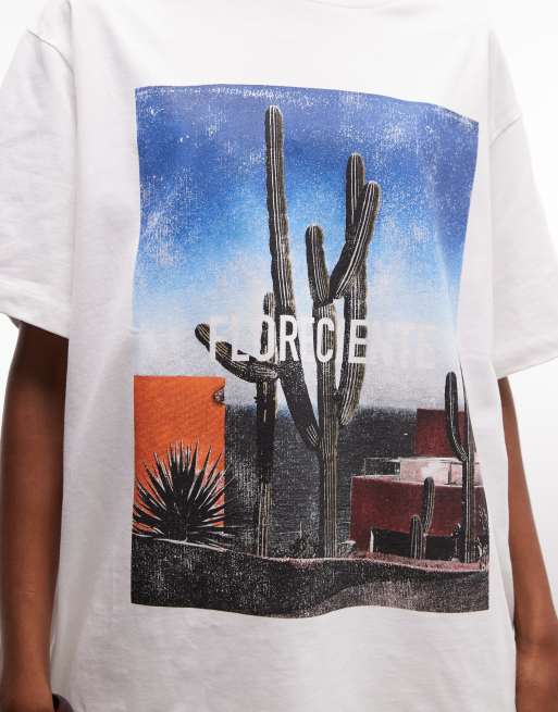 ASOS DESIGN oversized T-shirt met cactusfoto in wit, 2 van 7