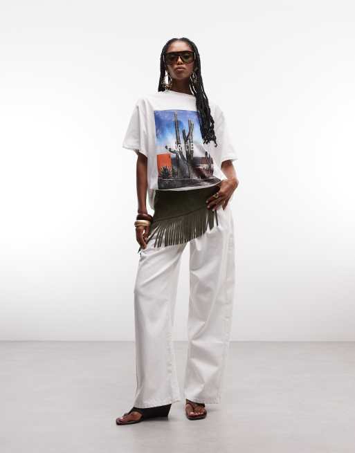 ASOS DESIGN oversized T-shirt met cactusfoto in wit, 3 van 7