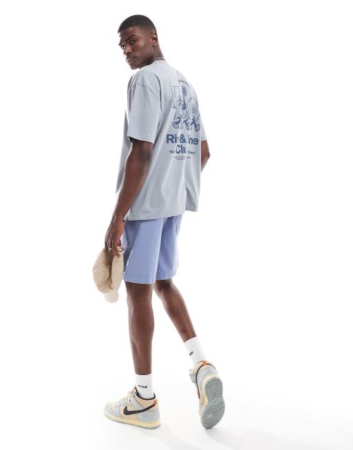 ASOS DESIGN - Oversized T-shirt met cartoonprint op de achterkant in blauw, 4 van 4