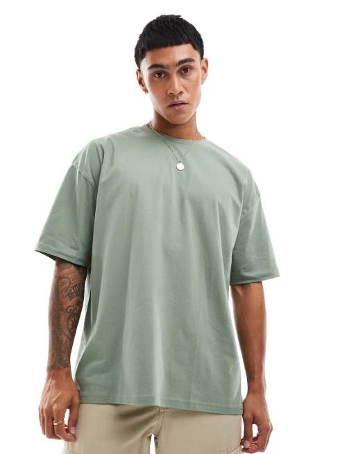 ASOS DESIGN - Oversized T-shirt met cartoonprint op de achterkant in groen, 2 van 4
