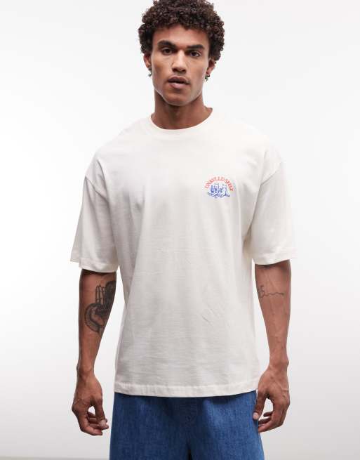 ASOS DESIGN - Oversized T-shirt met cat puff-print in crème, 3 van 5