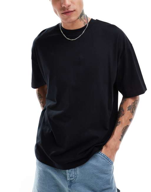 ASOS DESIGN - Oversized T-shirt met chroomprint op de achterkant in zwart, 3 van 4