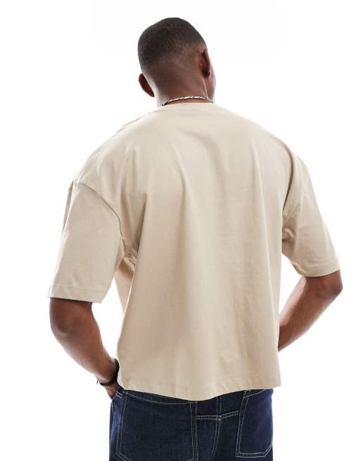 ASOS DESIGN - Oversized T-shirt met city-print op de voorkant in beige, 4 van 4