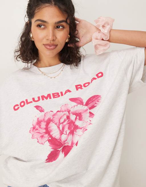 ASOS DESIGN - Oversized T-shirt met 'Columbia Road'-print in gemêleerd ijsgrijs, 2 van 4