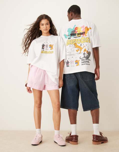ASOS DESIGN - Oversized T-shirt met Disney Aristocats-prints in wit - view 1