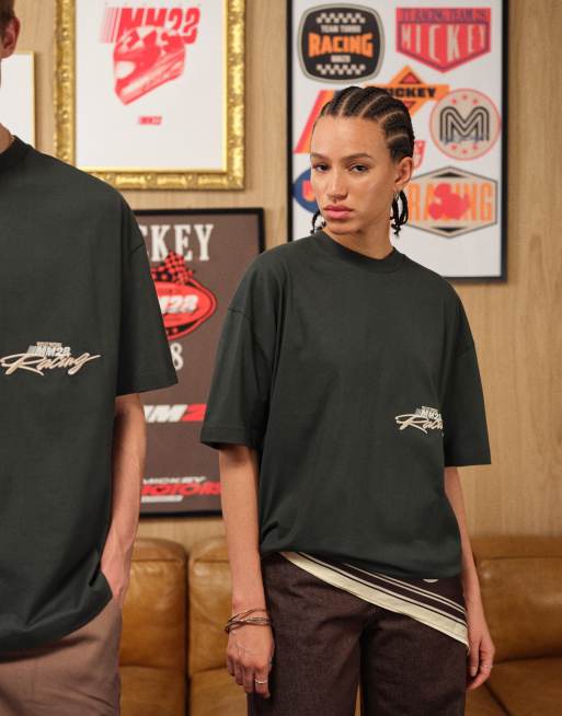 ASOS DESIGN - Oversized T-shirt met Disney Racing Mickey-print in donkergroen, 4 van 5