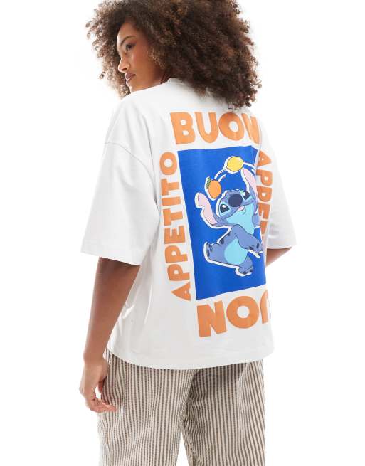 ASOS DESIGN - Oversized T-shirt met Disney Stitch-print in wit, 2 van 4