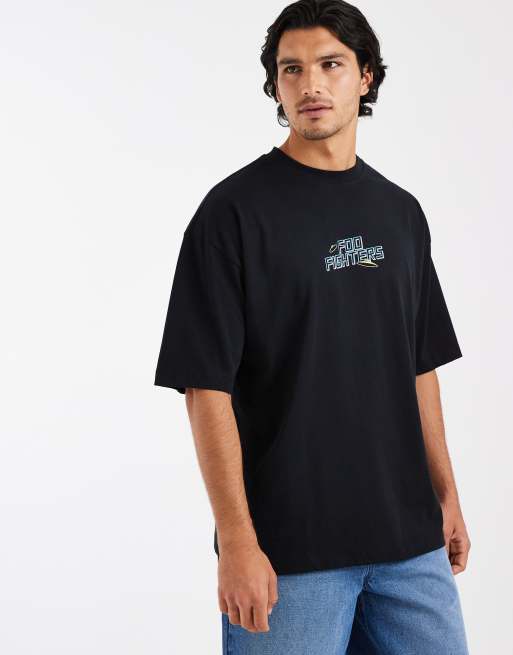 ASOS DESIGN - Oversized T-shirt met 'Foo Fighters'- en UFO-print in zwart, 5 van 5