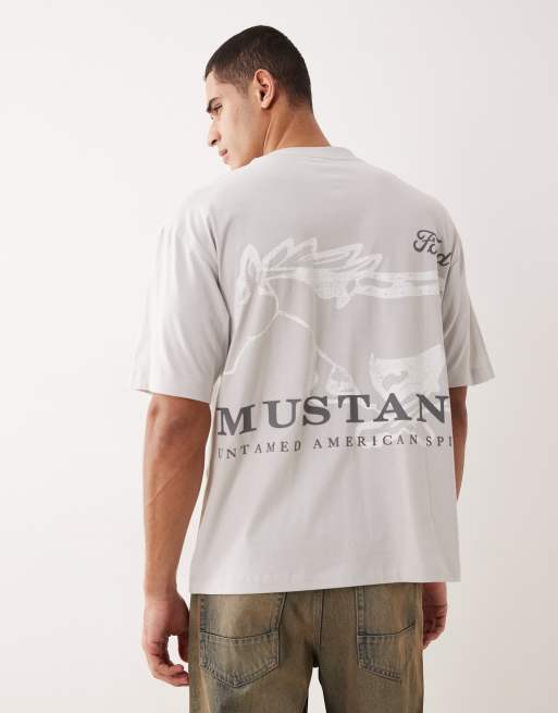 ASOS DESIGN - Oversized T-shirt met Ford Mustang-print in grijs, 3 van 5