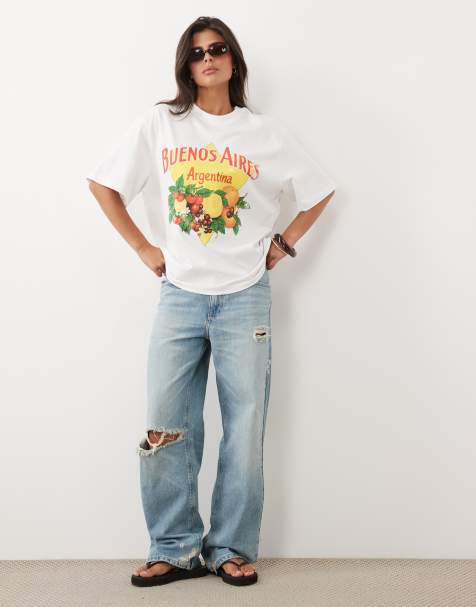 ASOS DESIGN oversized T-shirt met fruitprint van Buenos Aires in wit - view 1