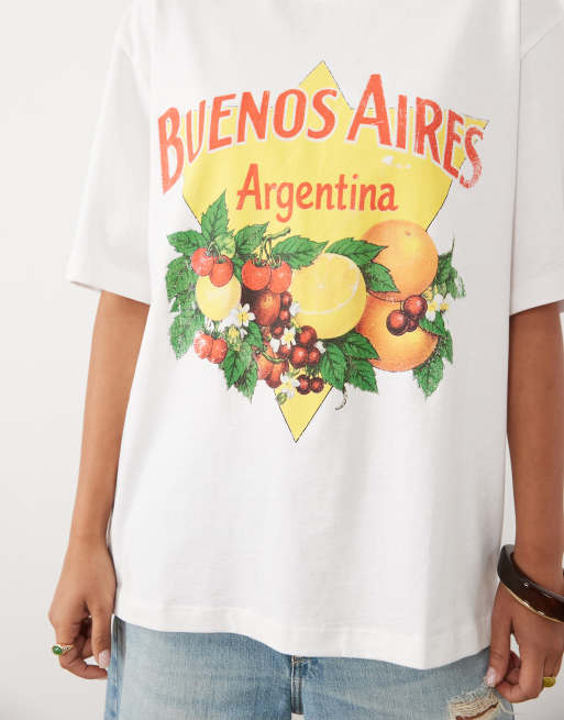 ASOS DESIGN oversized T-shirt met fruitprint van Buenos Aires in wit, 3 van 4