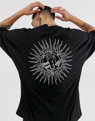 ASOS DESIGN - Oversized T-shirt met geborduurde achterkant-Zwart