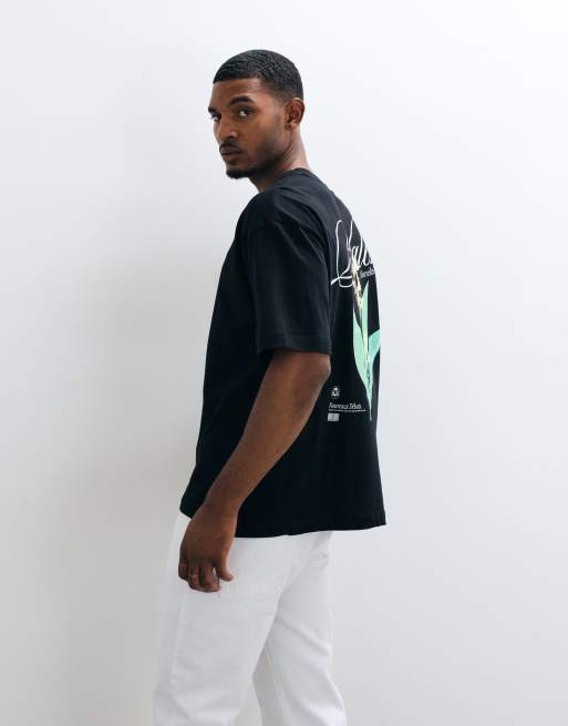 ASOS DESIGN - Oversized T-shirt met geborduurde grafische bloemenprint in zwart, 3 van 7